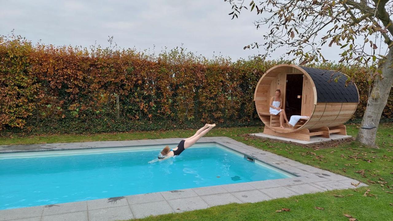 Vakantiewoning Met Permanent Verwarmd Zwembad En Sauna Koekelare 외부 사진
